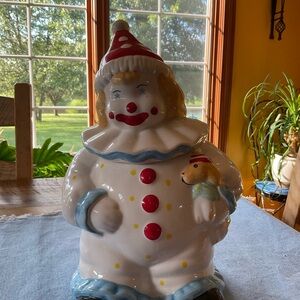 Vintage America Clown Cookie Jar - Red, Blue, White